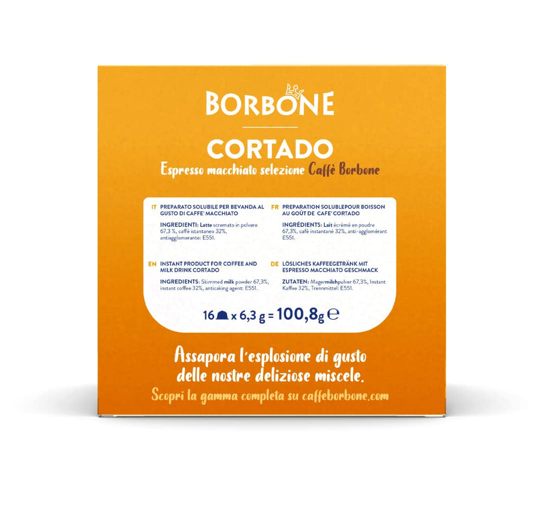 Caffè Borbone Cortado - Espresso Macchiato - 64 Capsules (4 packs of 16) - Compatible with Nescafè Dolce Gusto