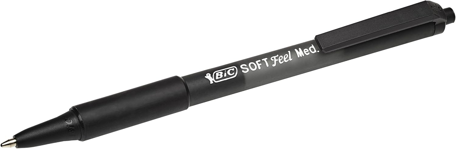 BIC Soft Feel Ballpoint Pens - Black - Pack of 3 Pens - Medium Point (1.0 mm) with Rubber Grip for Comfort 9
