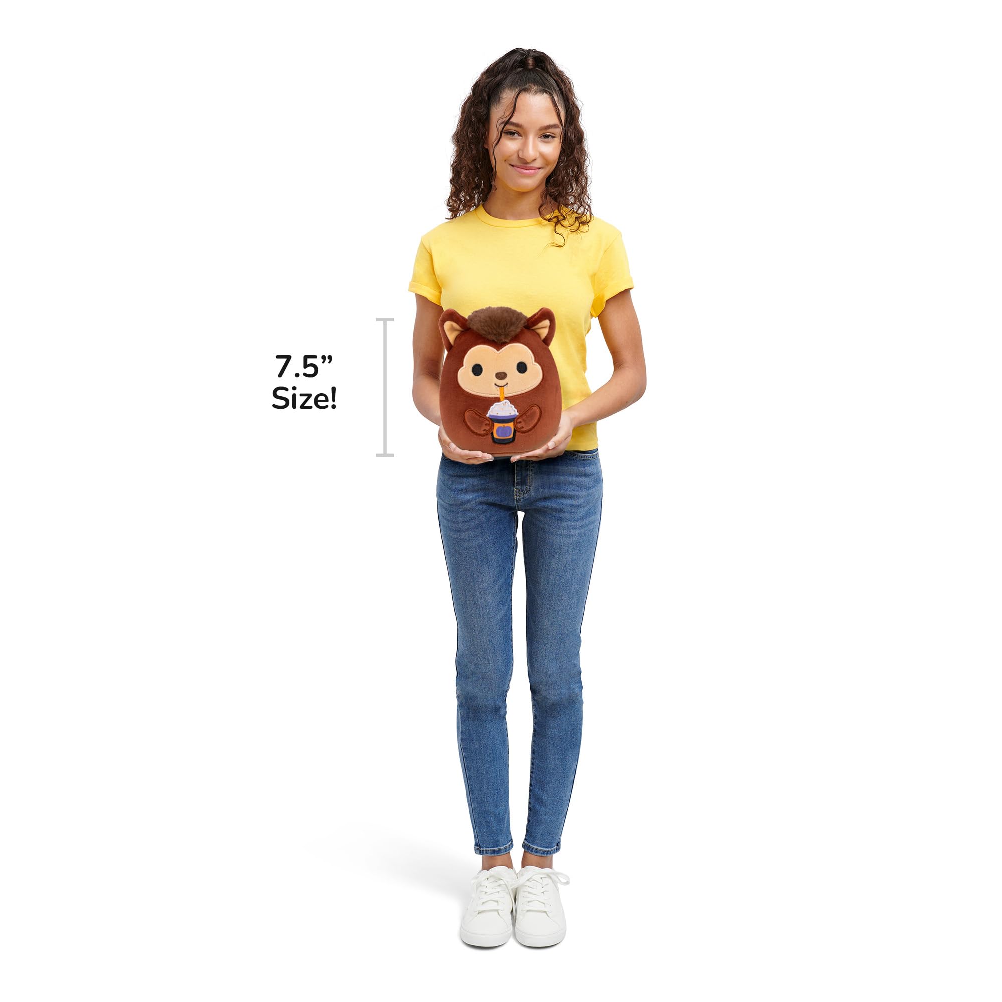 Squishmallows 7.5-Inch Wade the Brown Werewolf Holding Frappe Halloween Plush Toy 2
