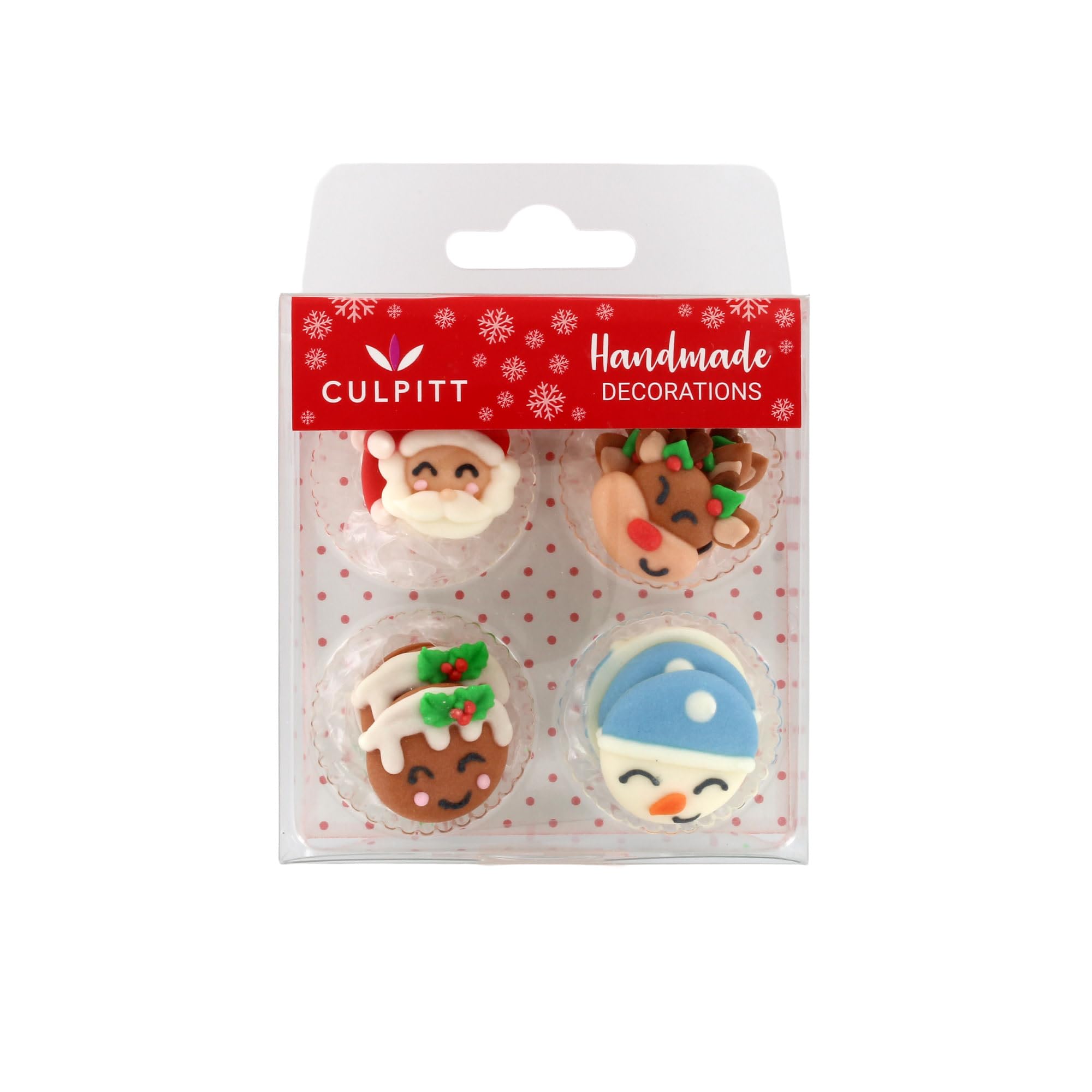 Culpitt Christmas Cheer Sugar Pipings - 12 Edible Royal Icing Cupcake Toppers | 25mm
