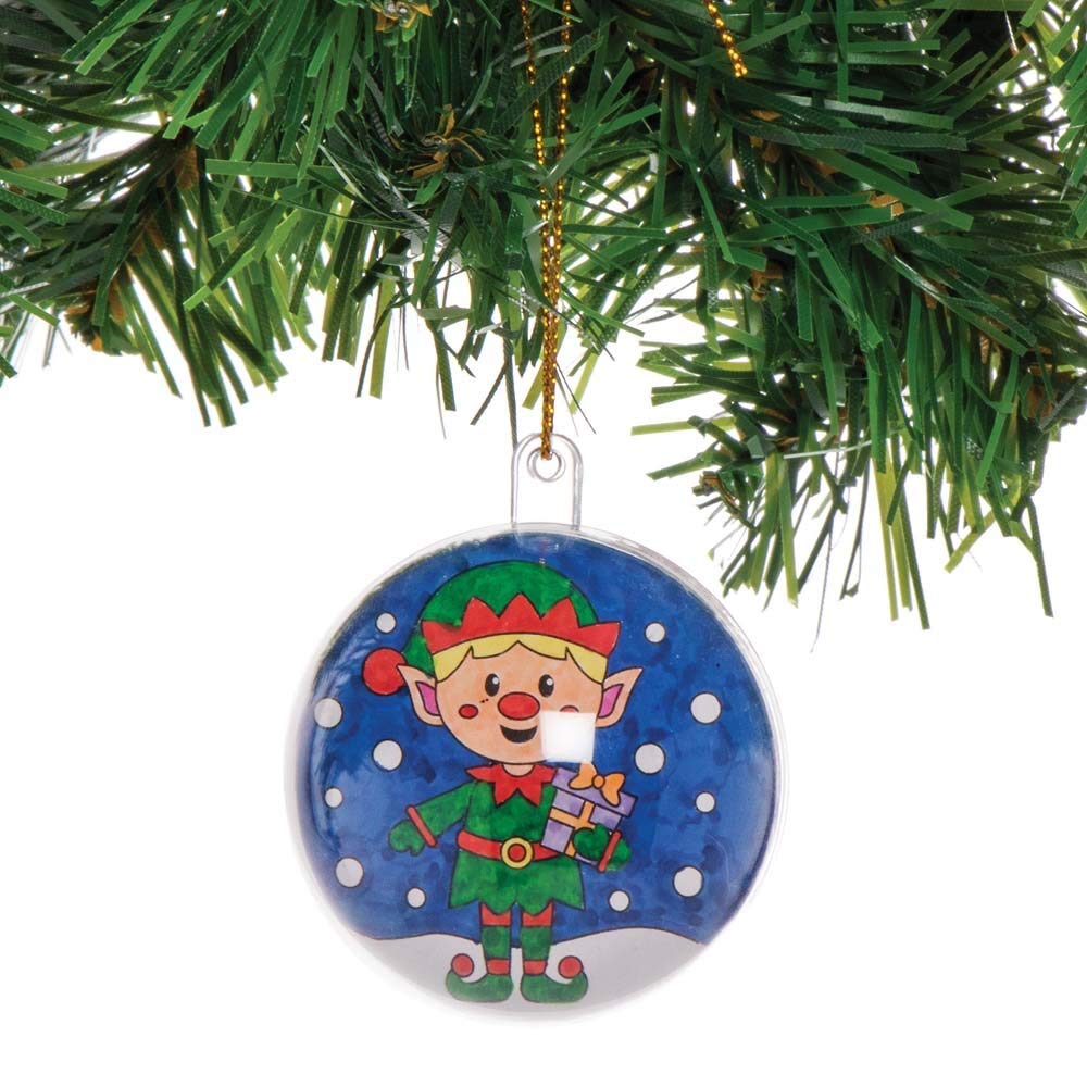 Baker Ross Christmas Colour in Baubles Craft Kit – Pack of 8 Festive Decorations with Pre-Printed Inserts 3