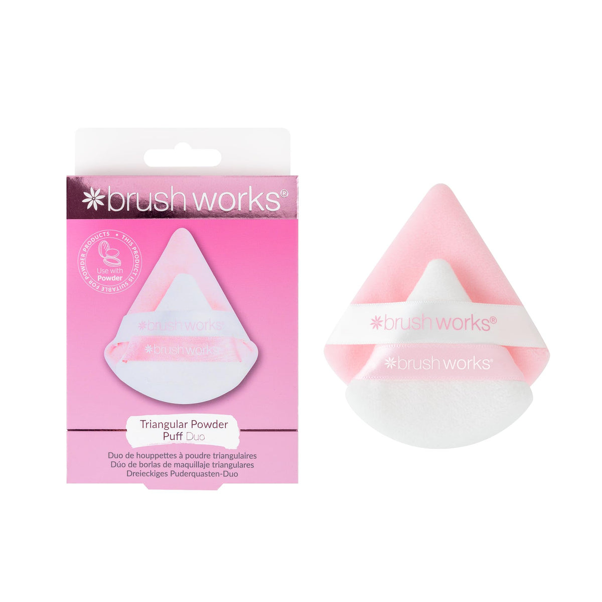 Brushworks Triangular Powder Puff Duo - Ultra-Soft, Airbrushed Finish, PETA Approved 1
