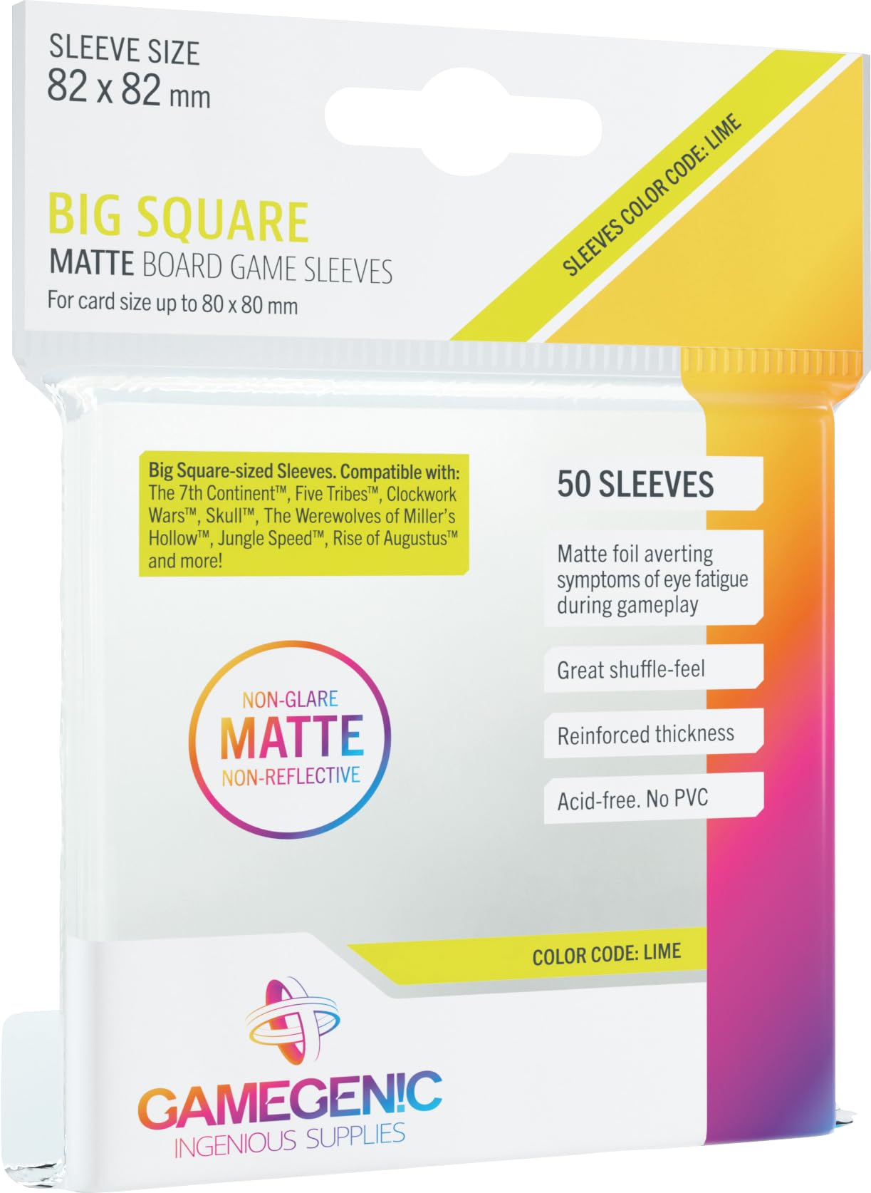 Gamegenic Matte Big Square-Sized Sleeves 82x82mm (50 pcs) - Clear 1