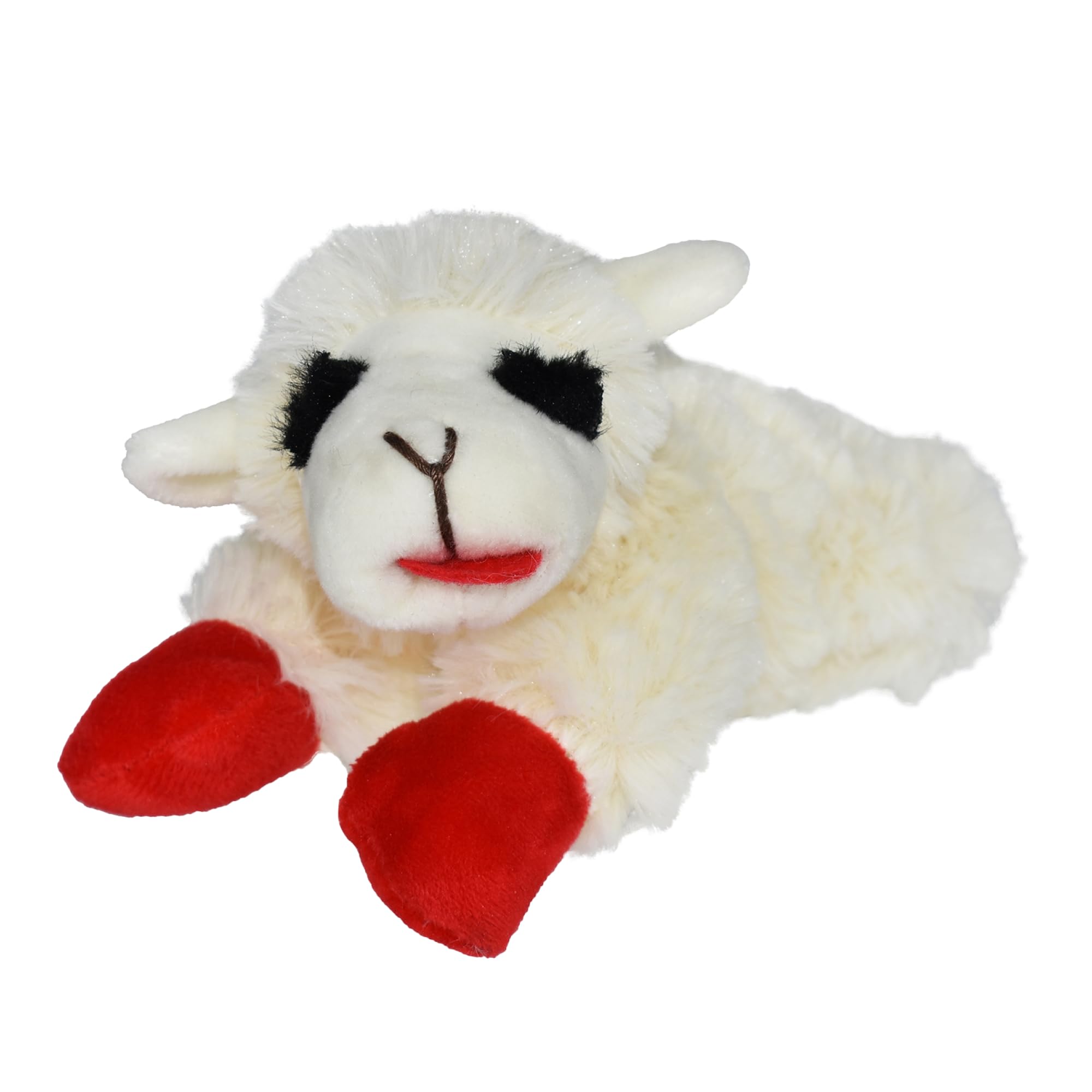 Multipet Lambchop Mini Plush Squeaky Dog Toy - 7 Inches, White, Made In America