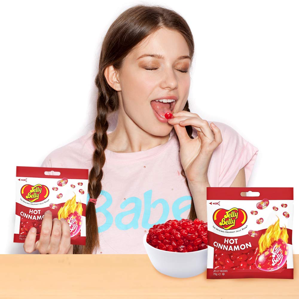 Jelly Belly Hot Cinnamon Jelly Beans - 12 x 70g Re-sealable Grab and Go Bags 12