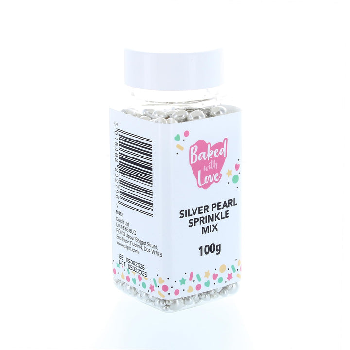 Baked with Love - Silver Pearl Sprinkles 100g | Edible Cake Decorations