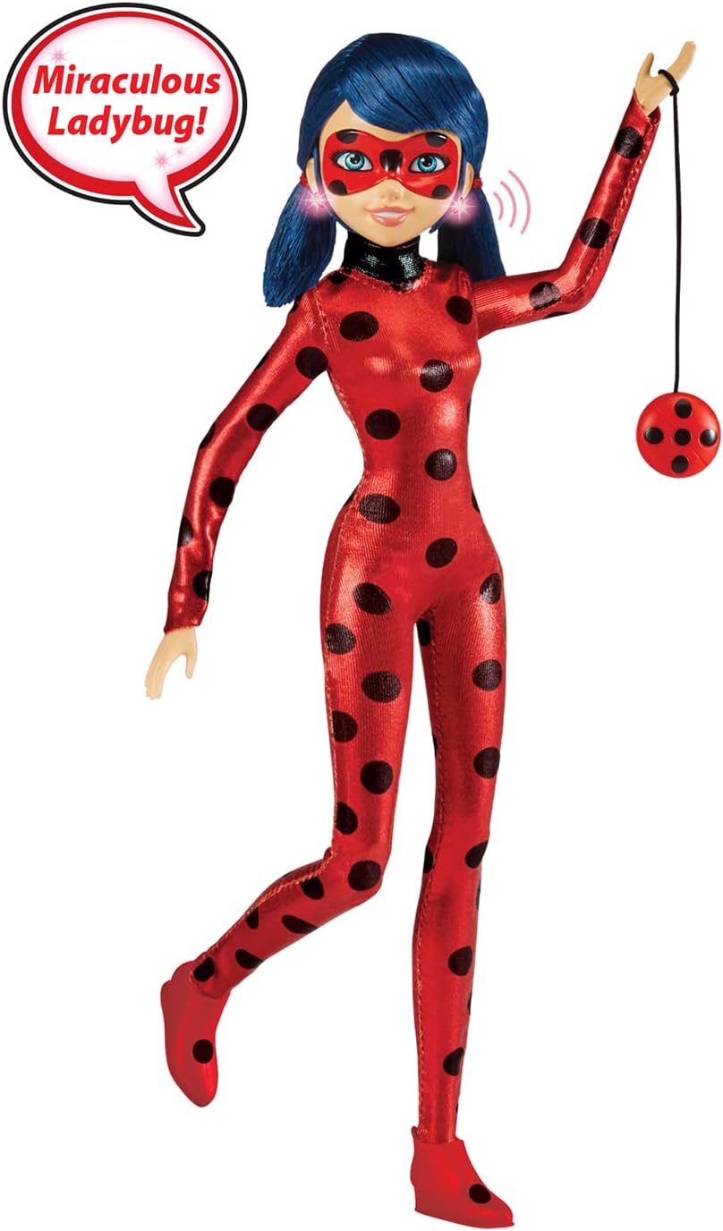 BANDAI Miraculous Ladybug Talk & Sparkle Deluxe Fashion Doll with Light-Up Earrings and Sound Functions (P50250)