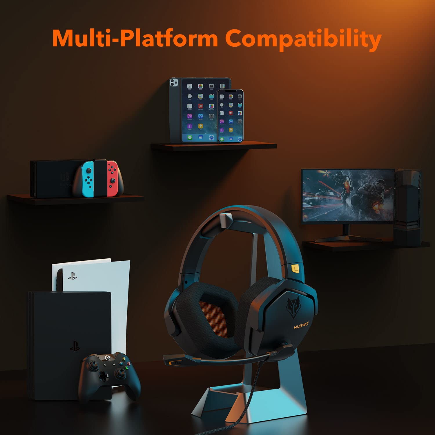 NUBWO N16 Gaming Headset - 50mm Drivers, Noise Cancelling Mic, In-Line Controls | PC, PS4, Xbox One, Switch Compatible 5