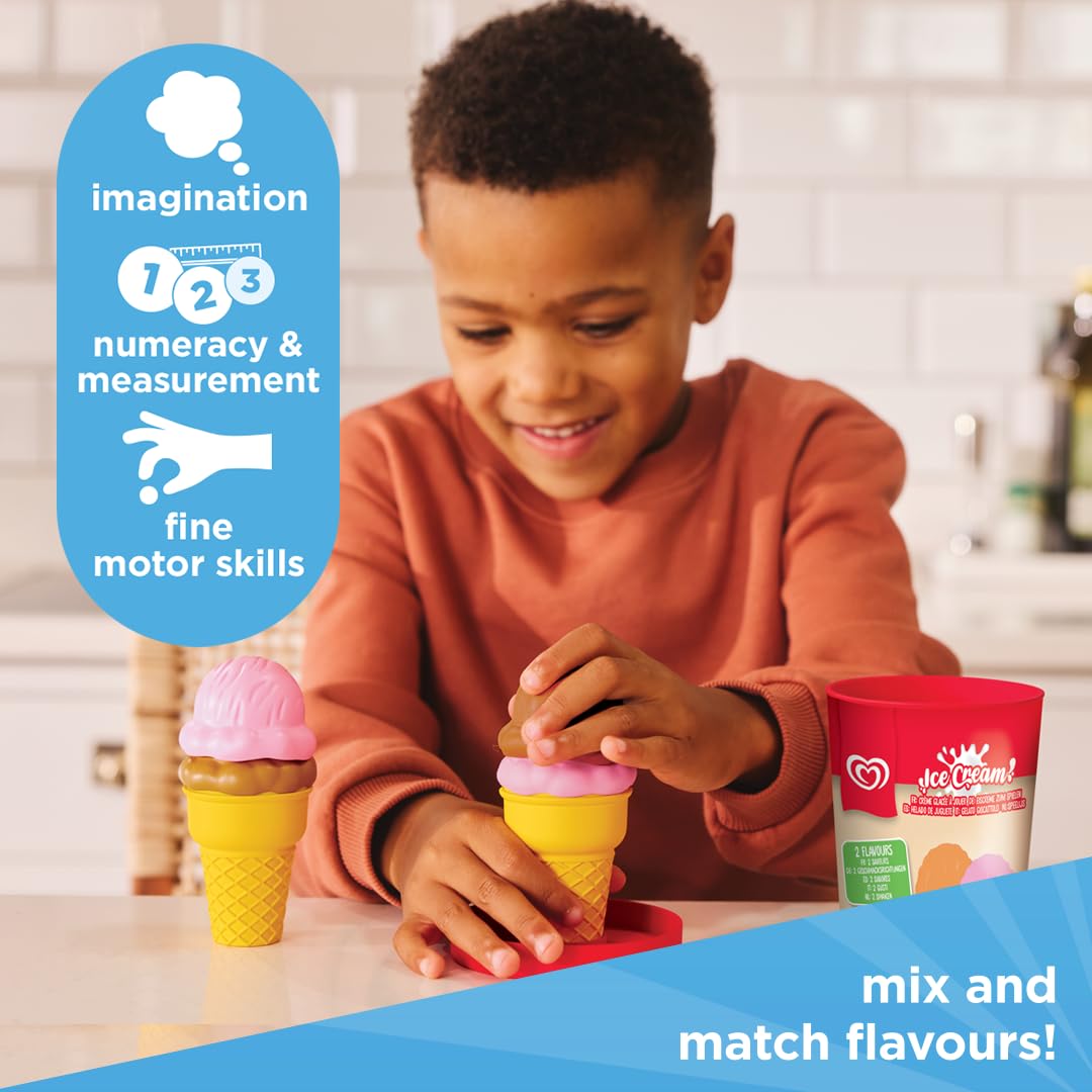 Casdon Walls Ice Cream Tub Toy - Strawberry & Caramel | Pretend Play Set | Ages 2+