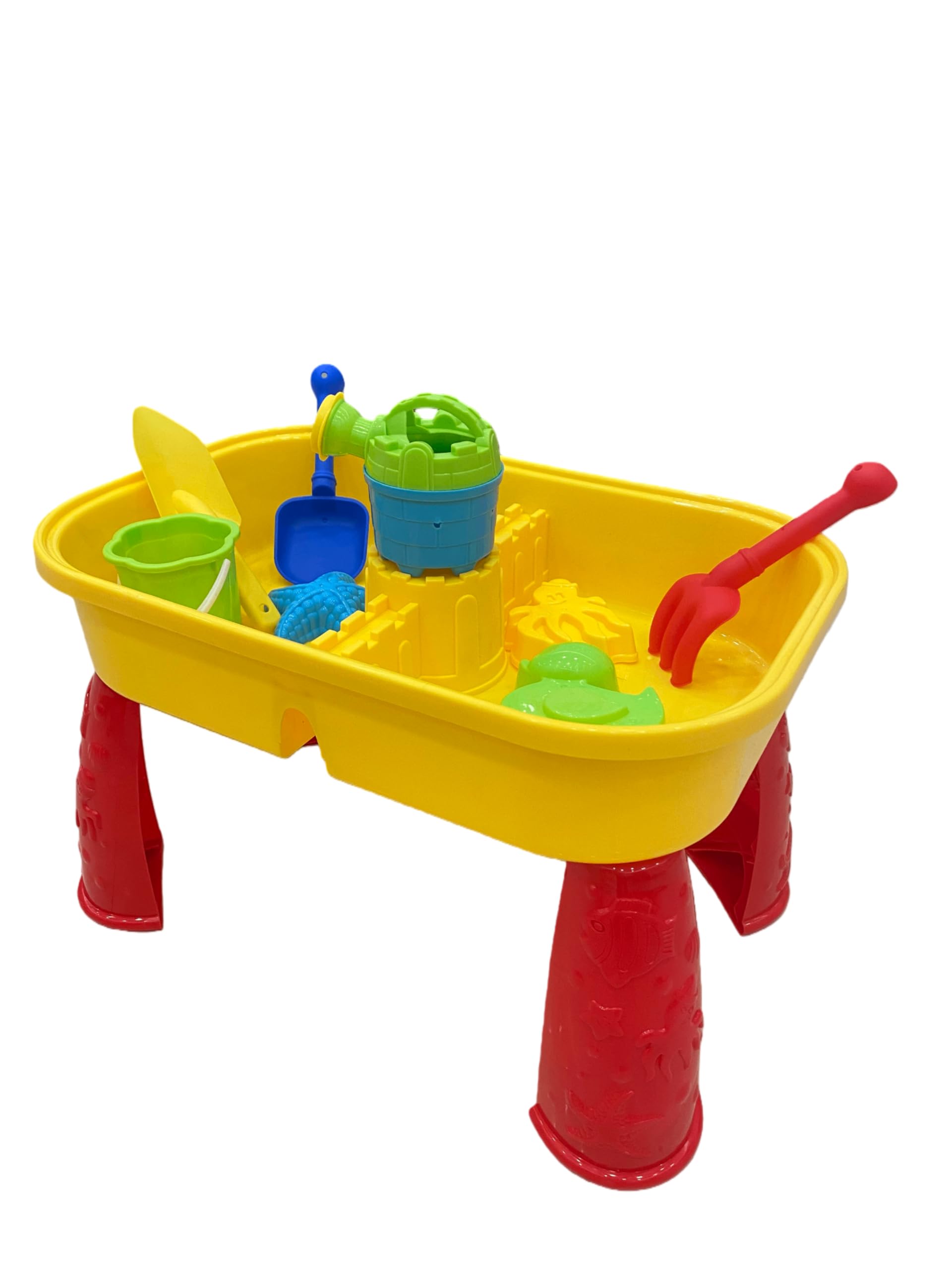 RAM ONLINE 2-in-1 Sand and Water Table - Yellow | 8 Accessories Included | Ages 4+