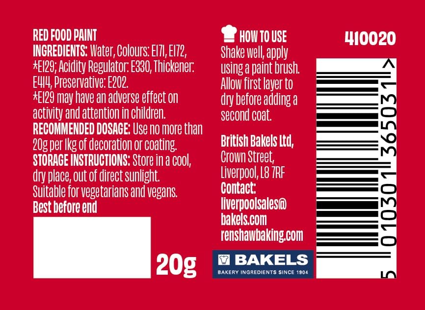 Renshaw Edible Metallic Food Paint - Red Carpet, 20 g