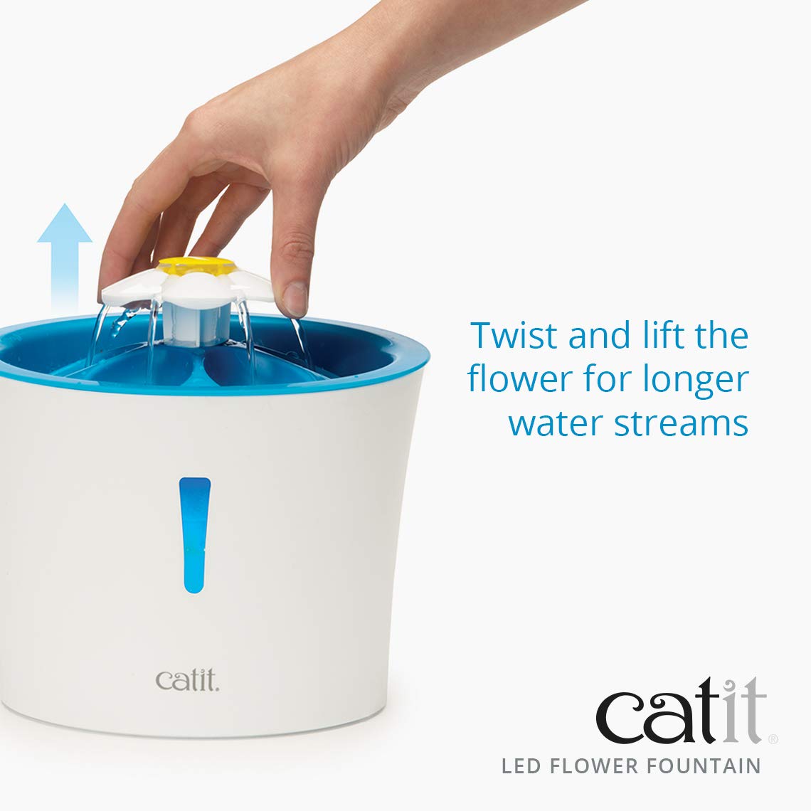 Catit Flower Water Fountain 43747W with LED Nightlight | Triple Action Filtration 4