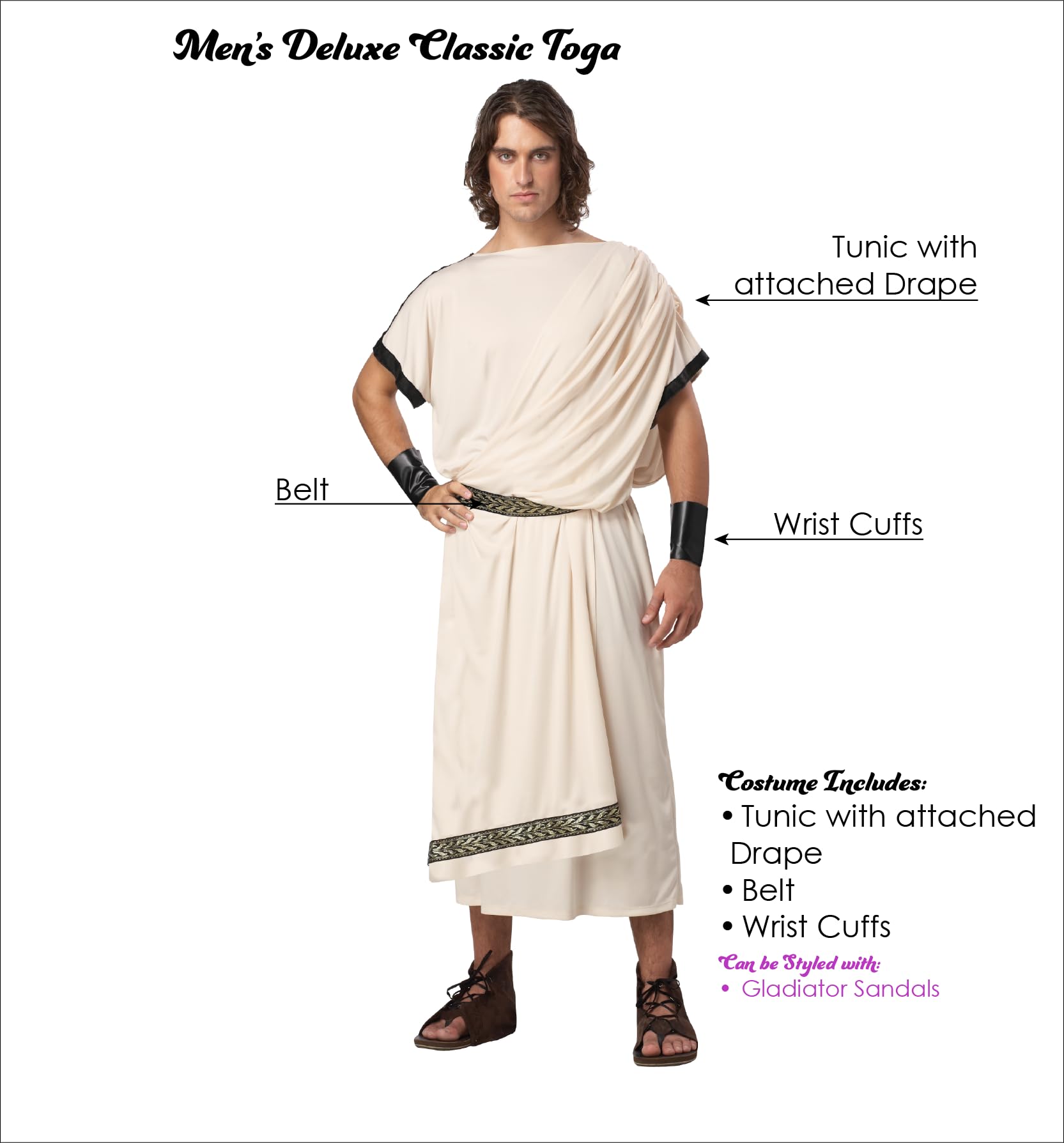 California Costumes Men's Deluxe Classic Toga Costume | White | One Size 6