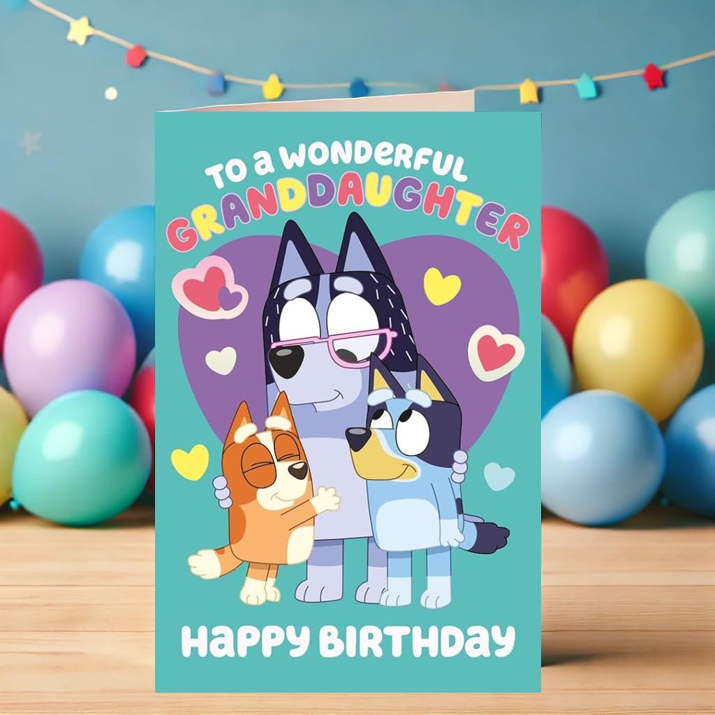 Danilo Promotions LTD Bluey Birthday Card for Granddaughter | Multi-Colour | Standard Size