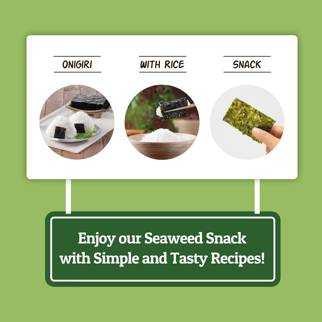 Daechun Choi's 1 Sea Salt & Green Tea Powder Seaweed Snack (Pack of 20) - Korean Roasted Seaweed