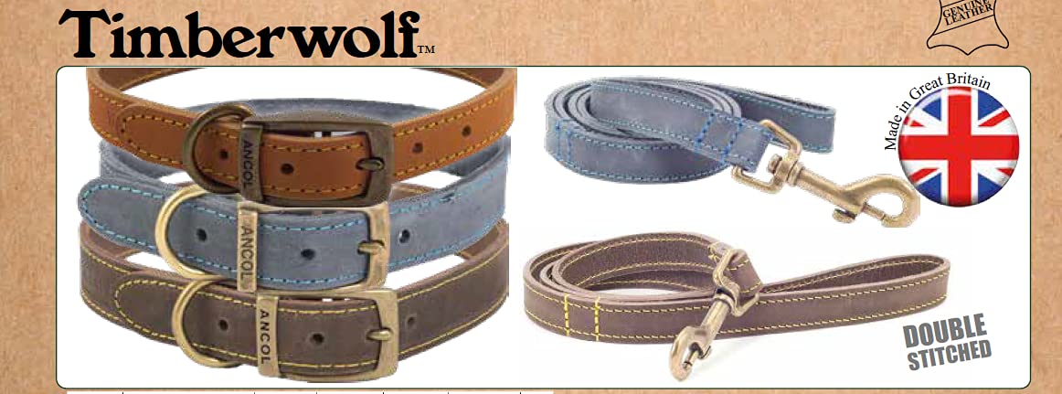 Ancol Timberwolf Leather Collar Sable Size 5 - 39-48 cm Neck | 2.2 cm Width 8