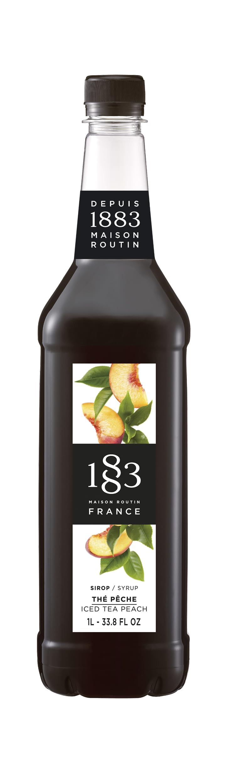 1883 MAISON ROUTIN Premium Peach Iced Tea Syrup - 1L Liquid Concentrate for Cocktails