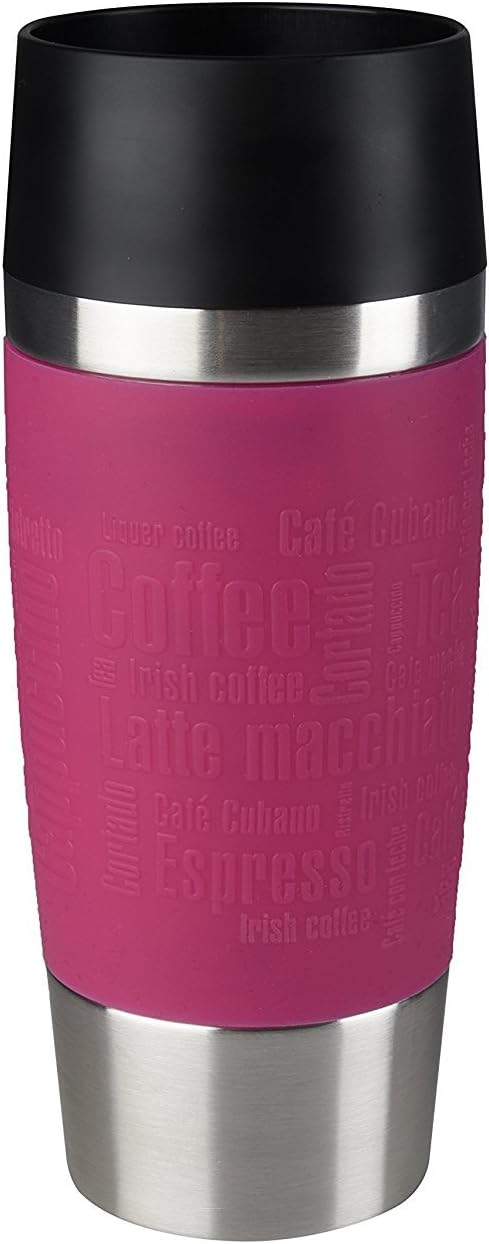 Emsa - Travel Mug Insulated Drinking Cup with Quick Press Closure, 360 ml, Raspberry