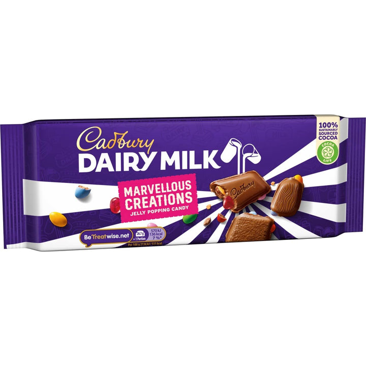 Cadbury Dairy Milk Marvellous Smashables - Jelly & Popping Candy Milk Chocolate Bar, 162g