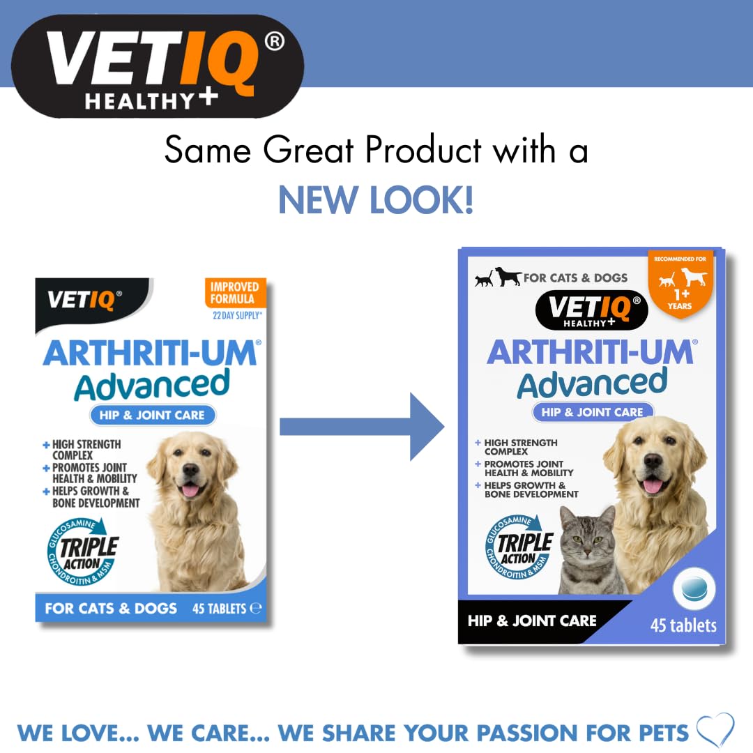 VETIQ Arthriti-Um Advanced Hip & Joint Care Tablets - 45 Count | Supports Mobility & Flexibility