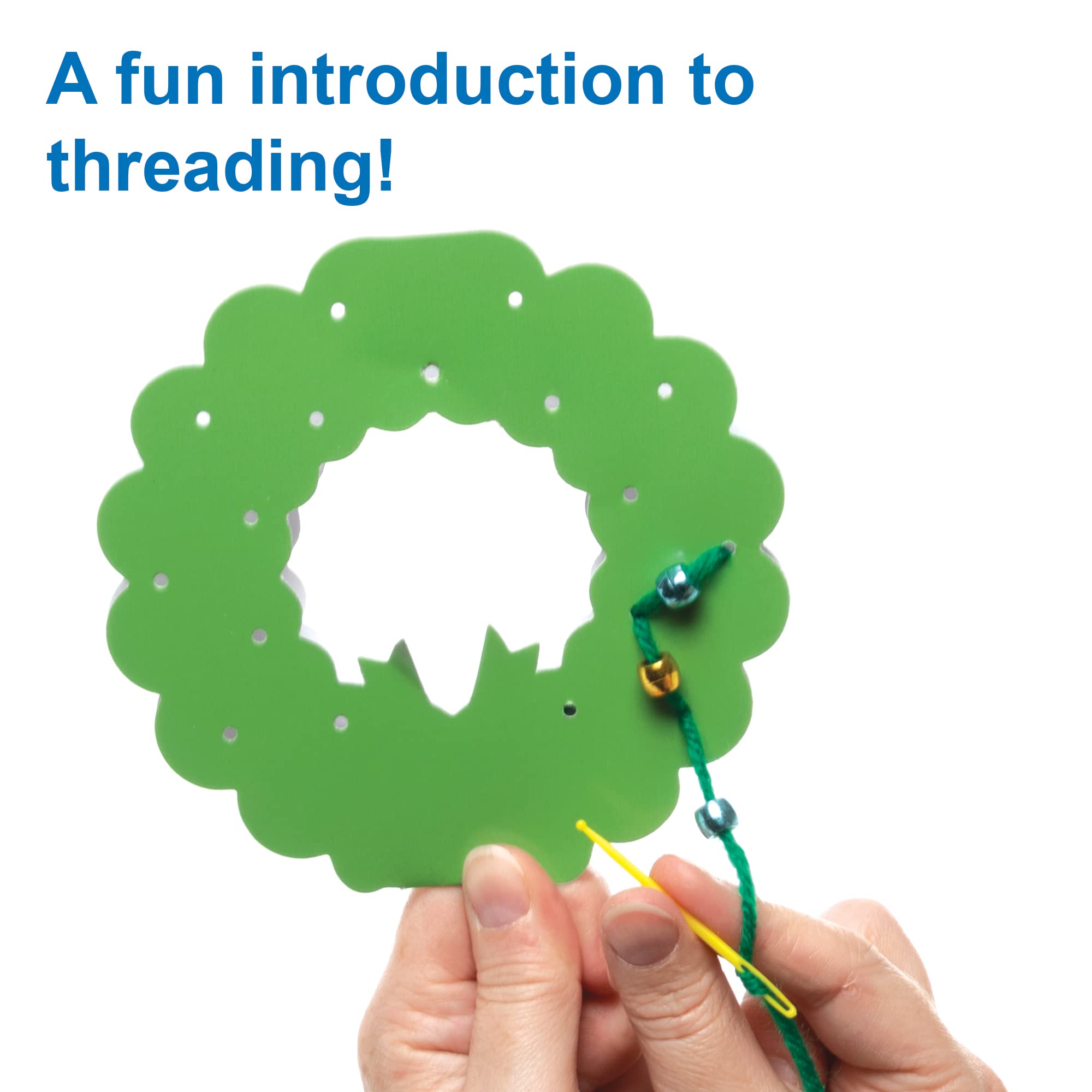 Baker Ross Christmas Wreath Threading Card Craft Kit - Pack of 6