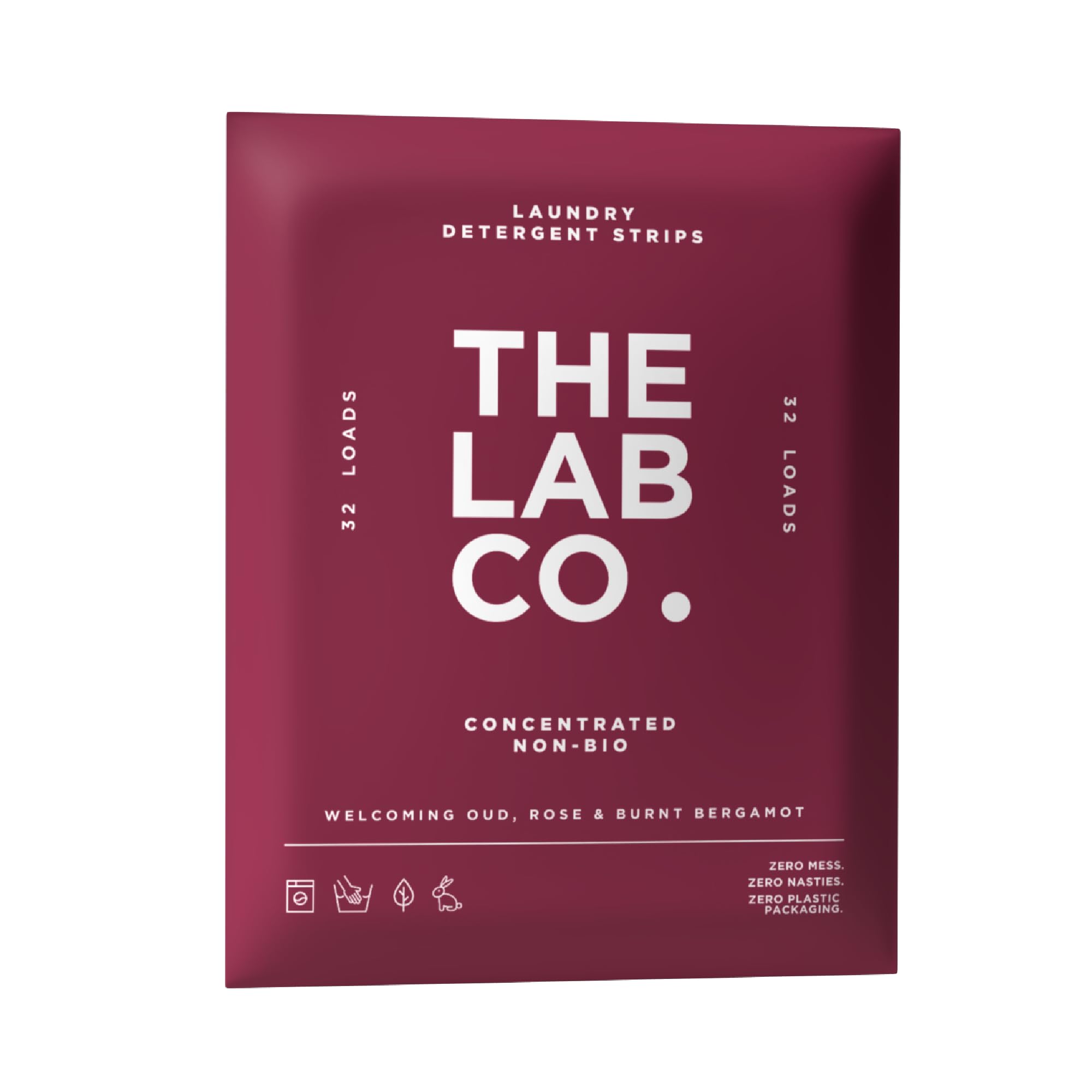 The Lab Co. Laundry Detergent Strips | Eco Ultra-Concentrated | Non-Bio | Welcoming Oud Rose Bergamot | 32 Loads 1