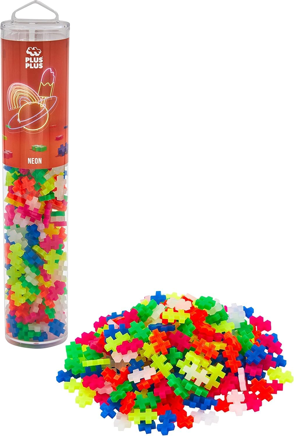 PLUS PLUS Building Blocks Toy - 240 Pieces, Neon Color, Ages 5+ 1