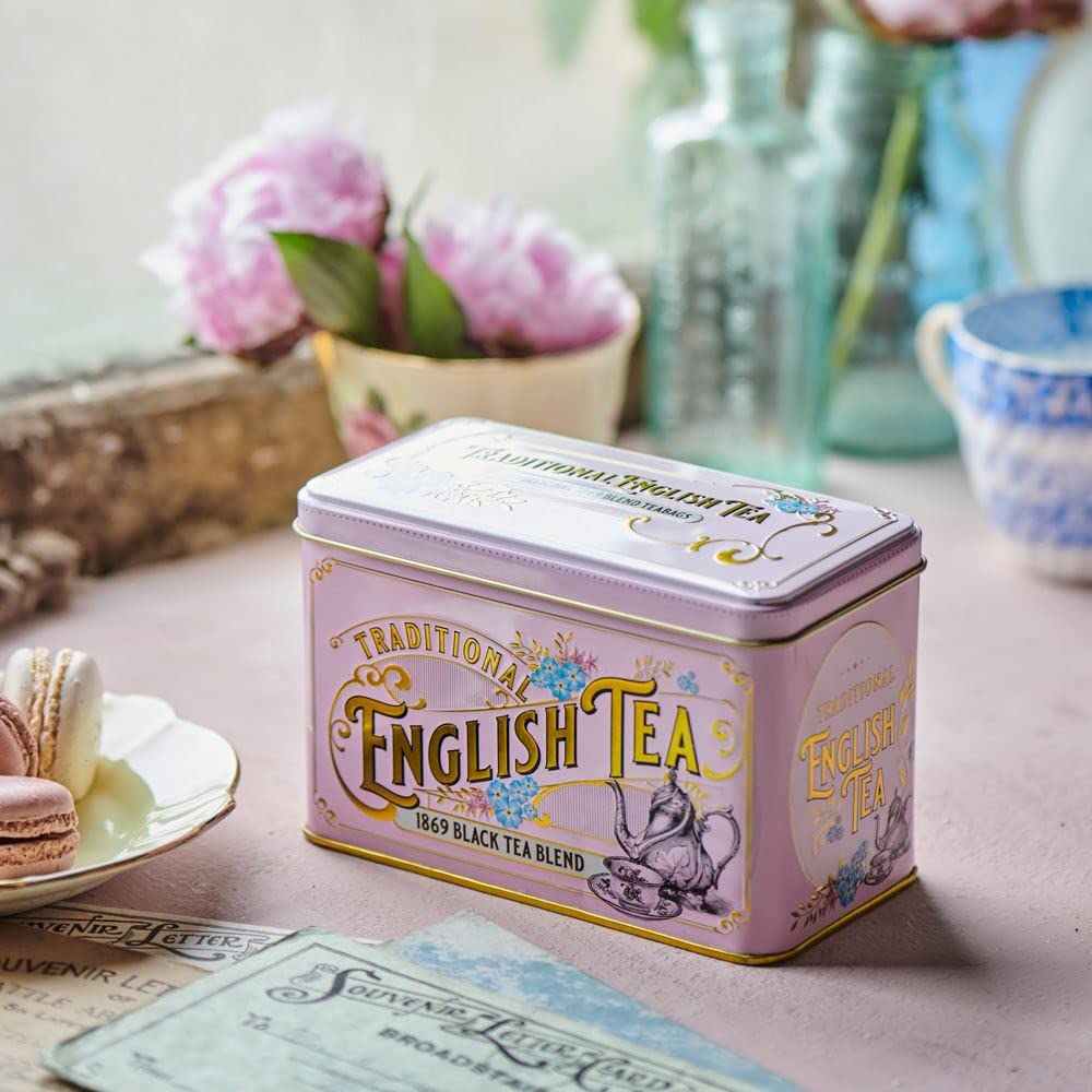 New English Teas Vintage Victorian Pink Tea Tin with 40 English Breakfast Teabags | 220g 4