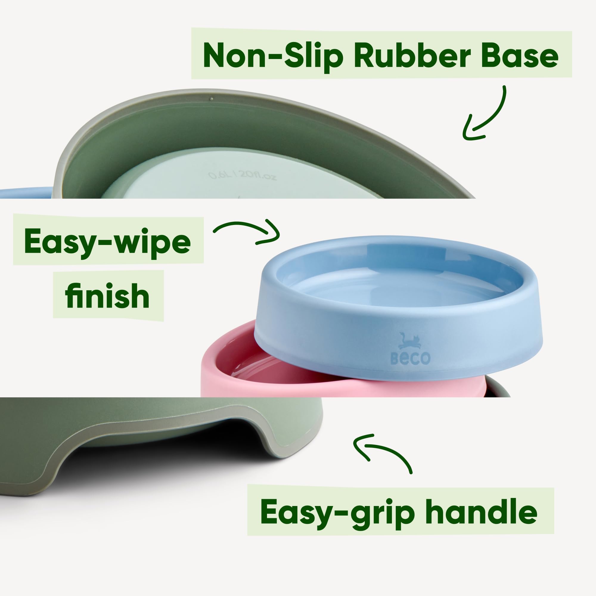 Beco Cat Bowl - Whisker-Friendly Steady Design | Recycled Plastic | Non-Slip Base 3