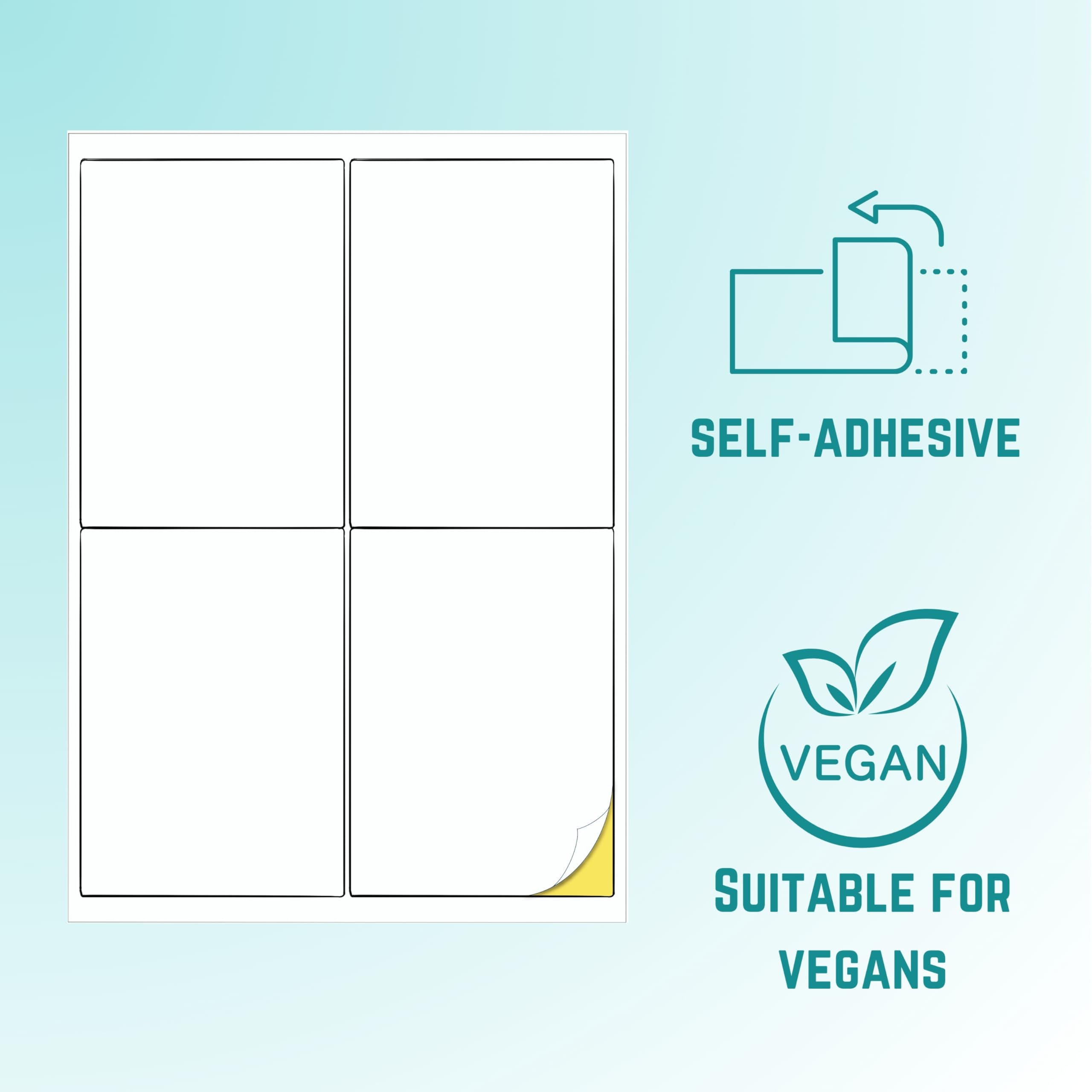 Double Dragon A4 Self-Adhesive Printer Labels - 4 Per Sheet, Matte White, 400 Labels Total 3