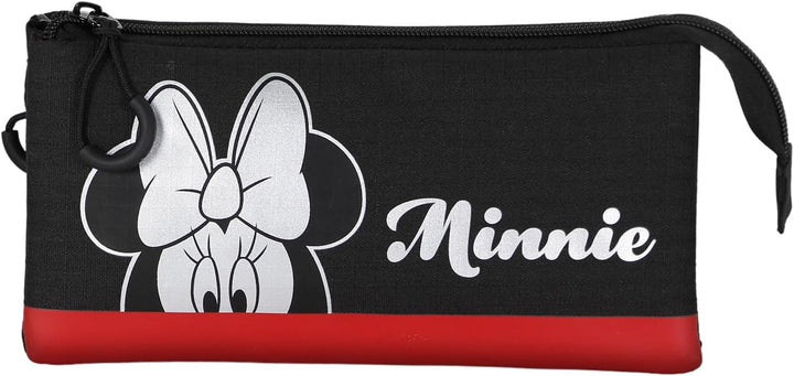 Minnie Mouse Sparkle-HS Silver Pencil Case, Black, 23 x 11 cm