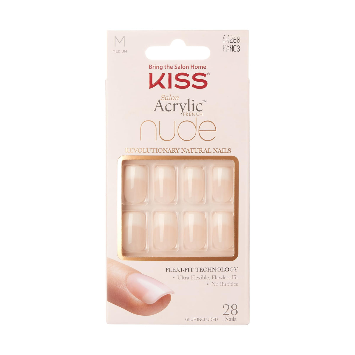 KISS Nude Nails, Cashmere - Medium Size, 28 Nails, Glossy Finish