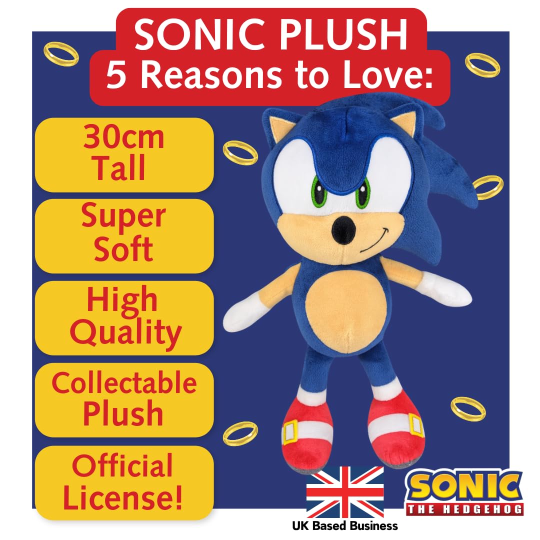 Sonic the Hedgehog Plush 30 cm - Official Blue Hedgehog Soft Toy 8