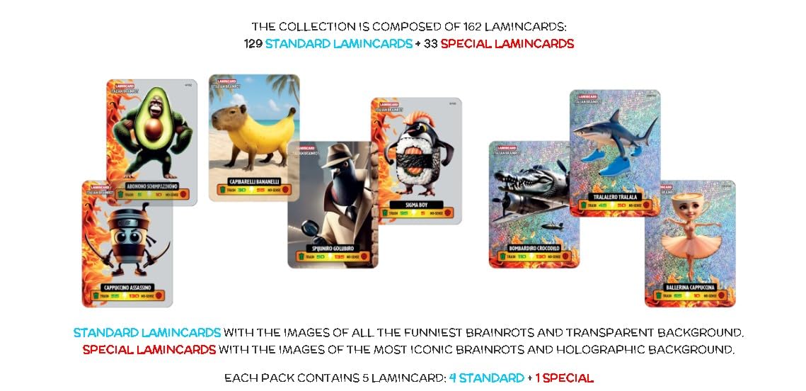 Lamincards Italian Brainrot Trading Cards Booster Packs 4