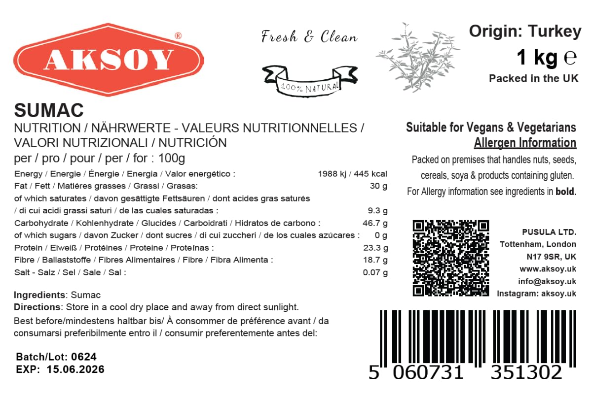 Aksoy Ground Sumac 1KG - Authentic Turkish Spice, Resealable Pouch for Freshness 6