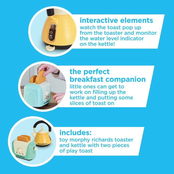 Casdon Morphy Richards Interactive Toy Toaster & Kettle Set - Play Kitchen Appliances for Kids 3+