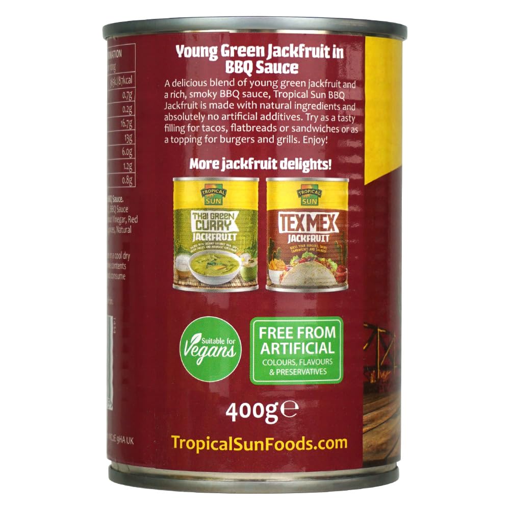 Tropical Sun Ready-to-Eat BBQ Jackfruit, 400g | Vegan, Smoky BBQ Flavor, Natural Ingredients 6