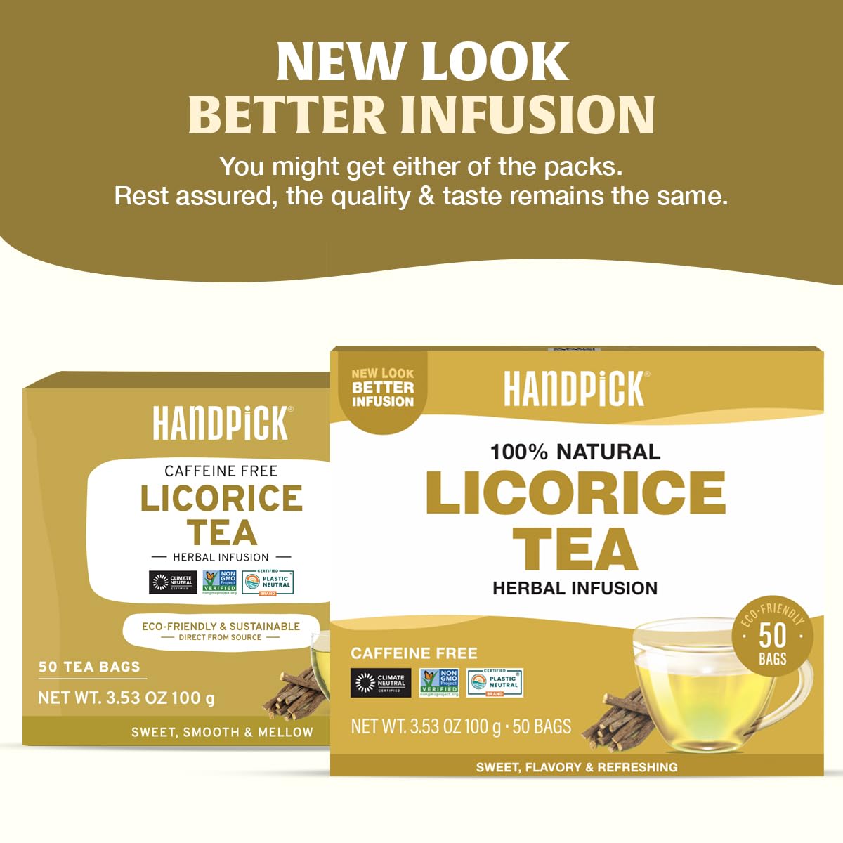 HANDPICK Licorice Root Herbal Tea Bags - 50 Count, 2g Each | Caffeine-Free, Non-GMO 2