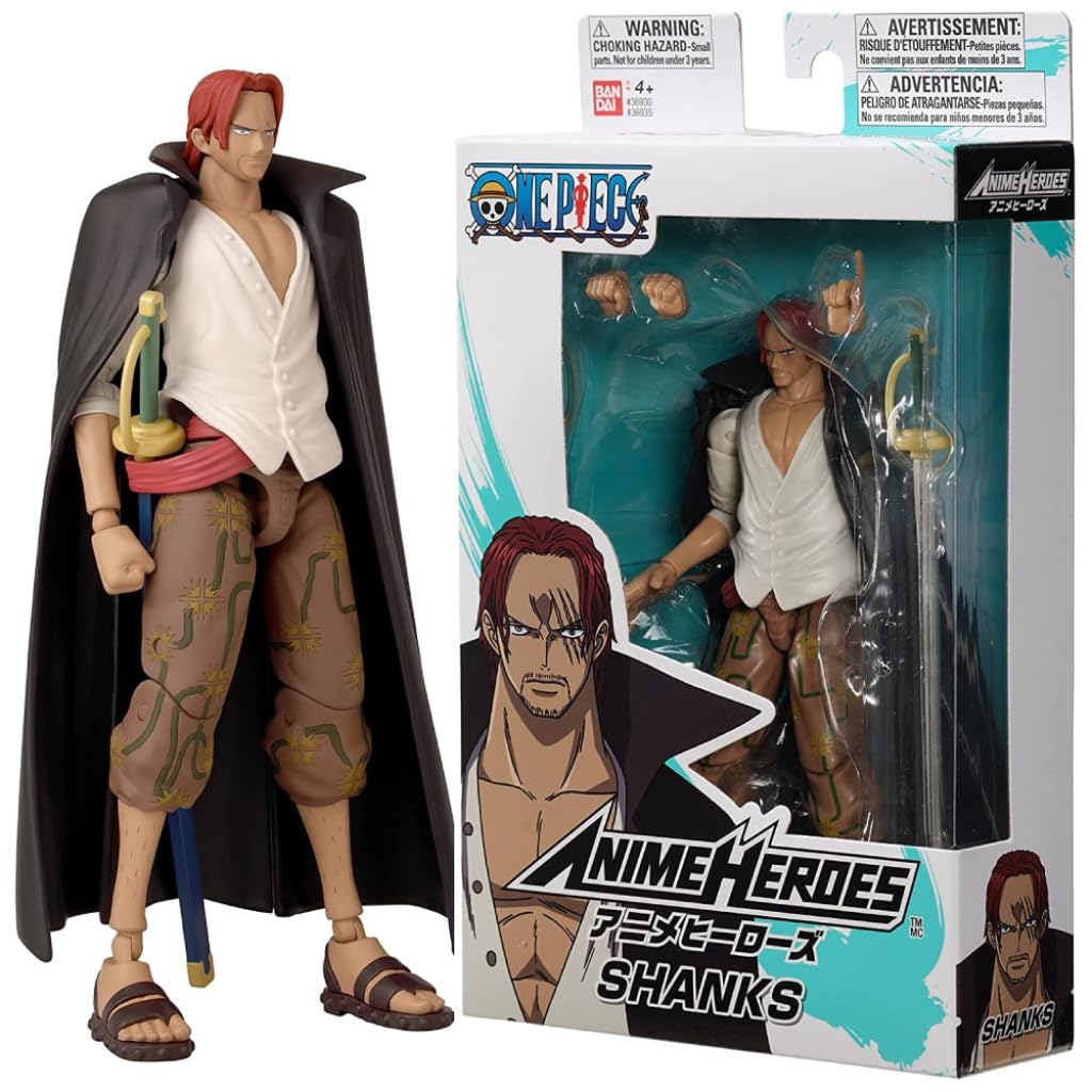Bandai Anime Heroes One Piece - Shanks Action Figure with Swappable Arms & Faces
