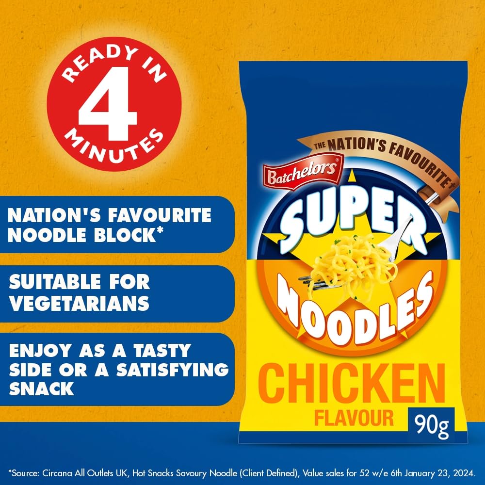 Batchelors Super Noodles Southern Fried Chicken Flavour Instant Snack 90g