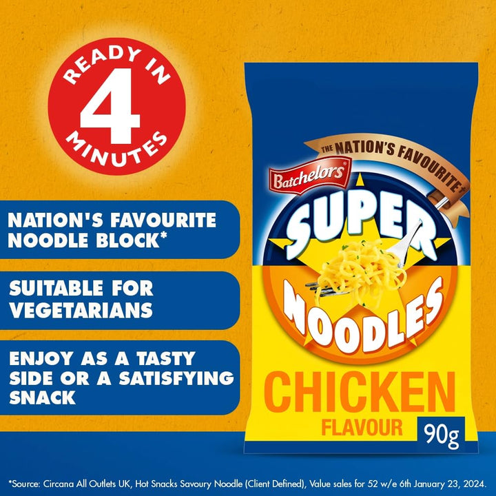 Batchelors Super Noodles Southern Fried Chicken Flavour Instant Snack 90g