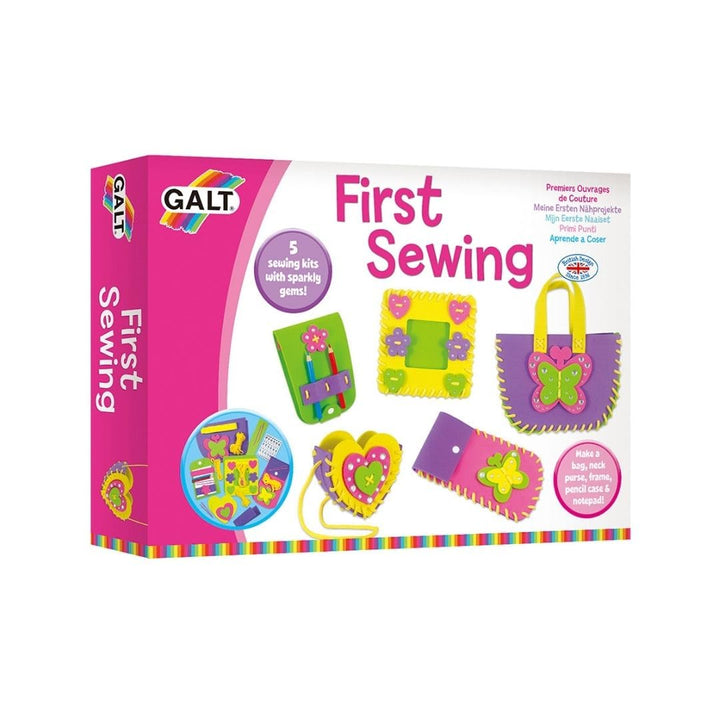 Galt First Sewing Kids Craft Kit - Foam Sewing Set with Pencil Case, Purse & Frame