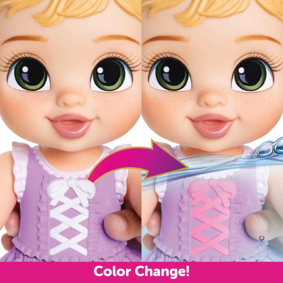 Disney Princess Bath Time Rapunzel 30cm Doll - Colour-Change Dress, Water Squirters, Age 3+