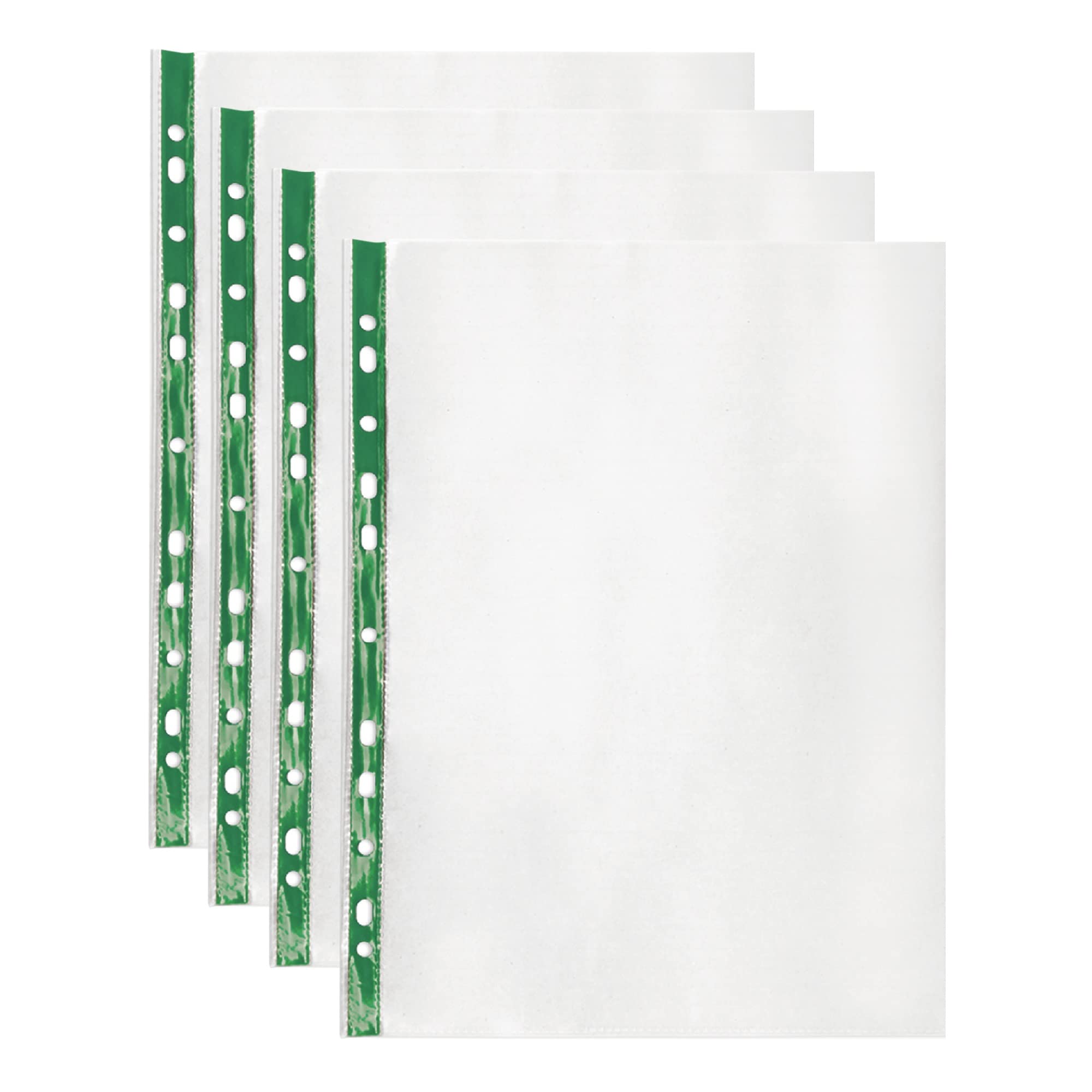 G4GADGET A4 Plastic Punched Pockets - 200 Pack Value | 10-15 Sheet Capacity | 30 Micron Clear PP 7