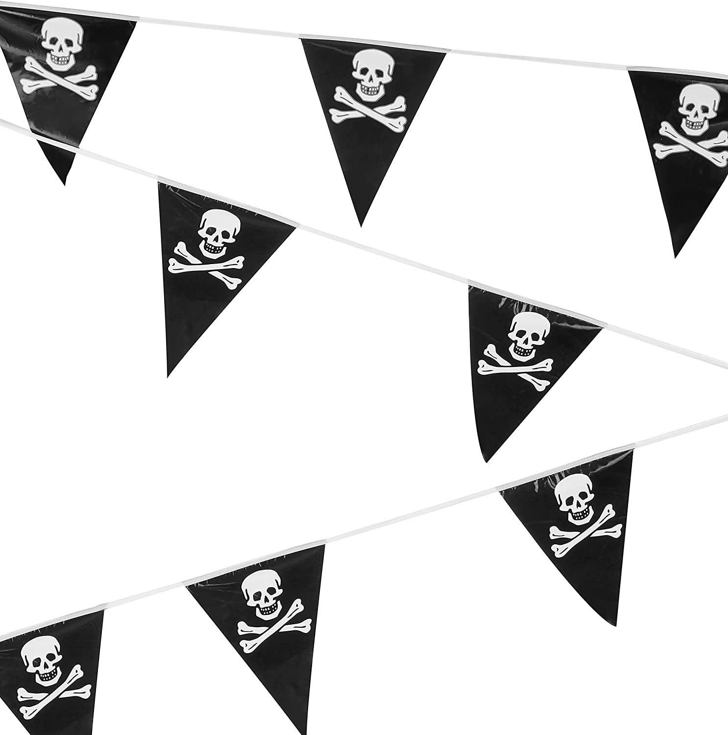 SHATCHI Pirate Bunting Banner Garland - 6M Plastic Skull & Crossbones Decoration