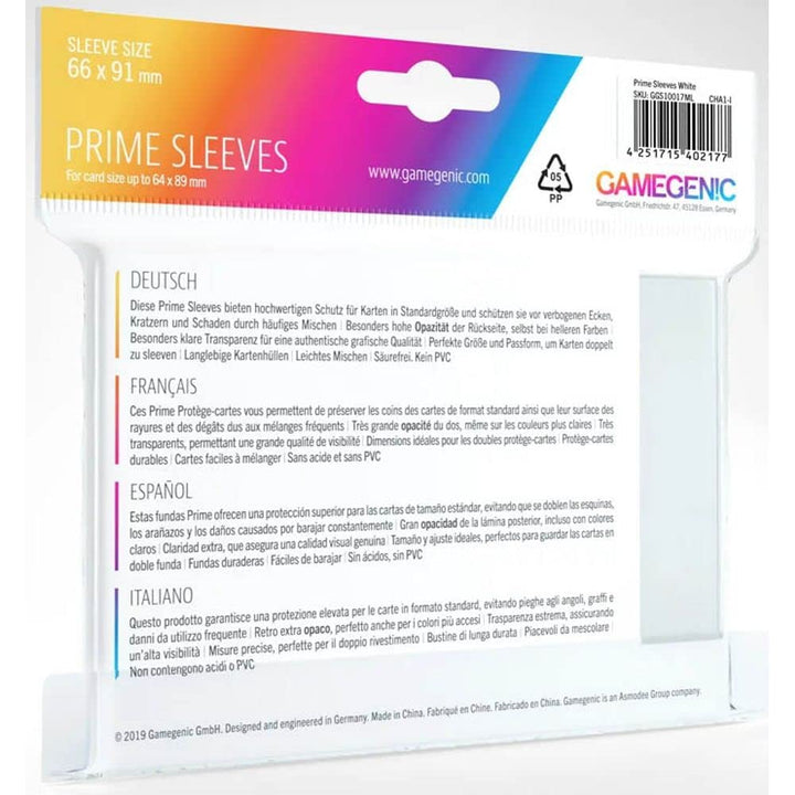 Gamegenic Prime Sleeves (100-Pack) - White Card Protection for TCGs