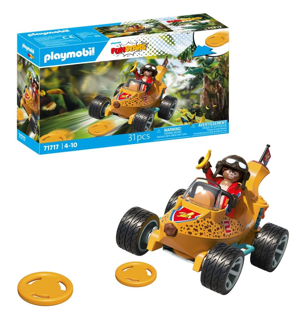 Playmobil Funstars Racing Banana Action Figure Set | Disc Shooting Function | Ages 4+ 1