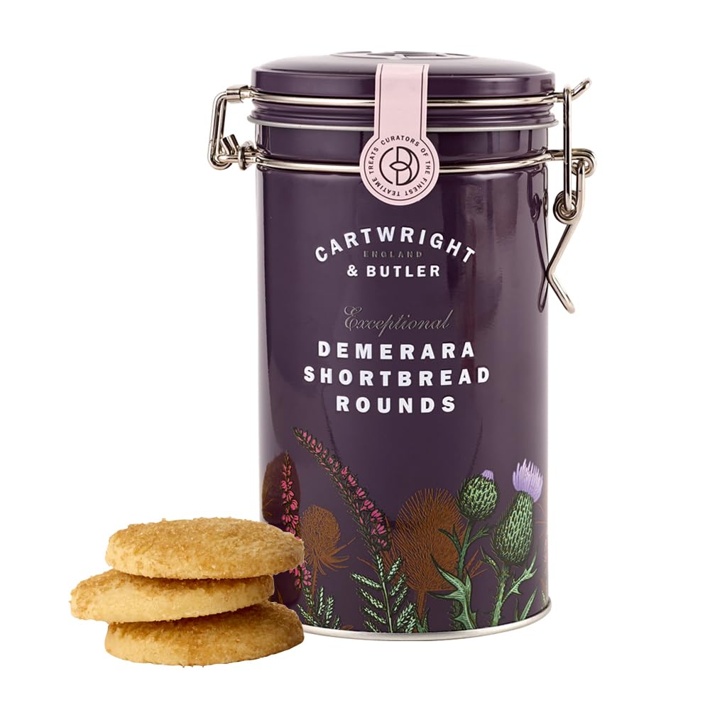 Cartwright & Butler Demerara Shortbread Rounds - 200g Tin | Traditional Recipe | Suitable for Vegetarians 1