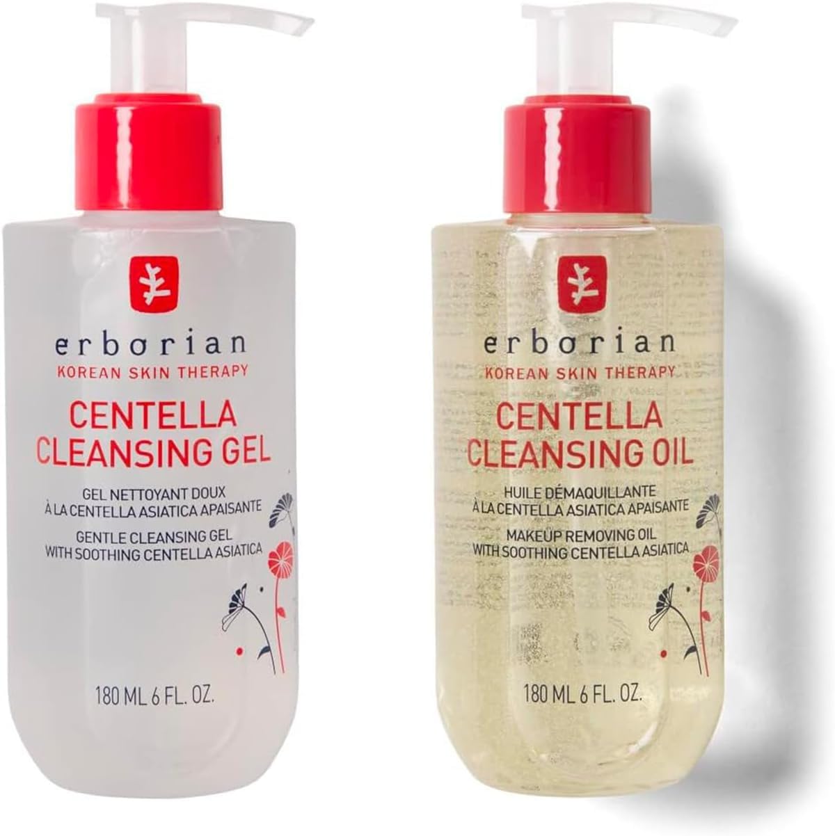Erborian Centella Cleansing Duo - Gel & Oil Facial Cleanser - 2 Piece Set - 180 ml