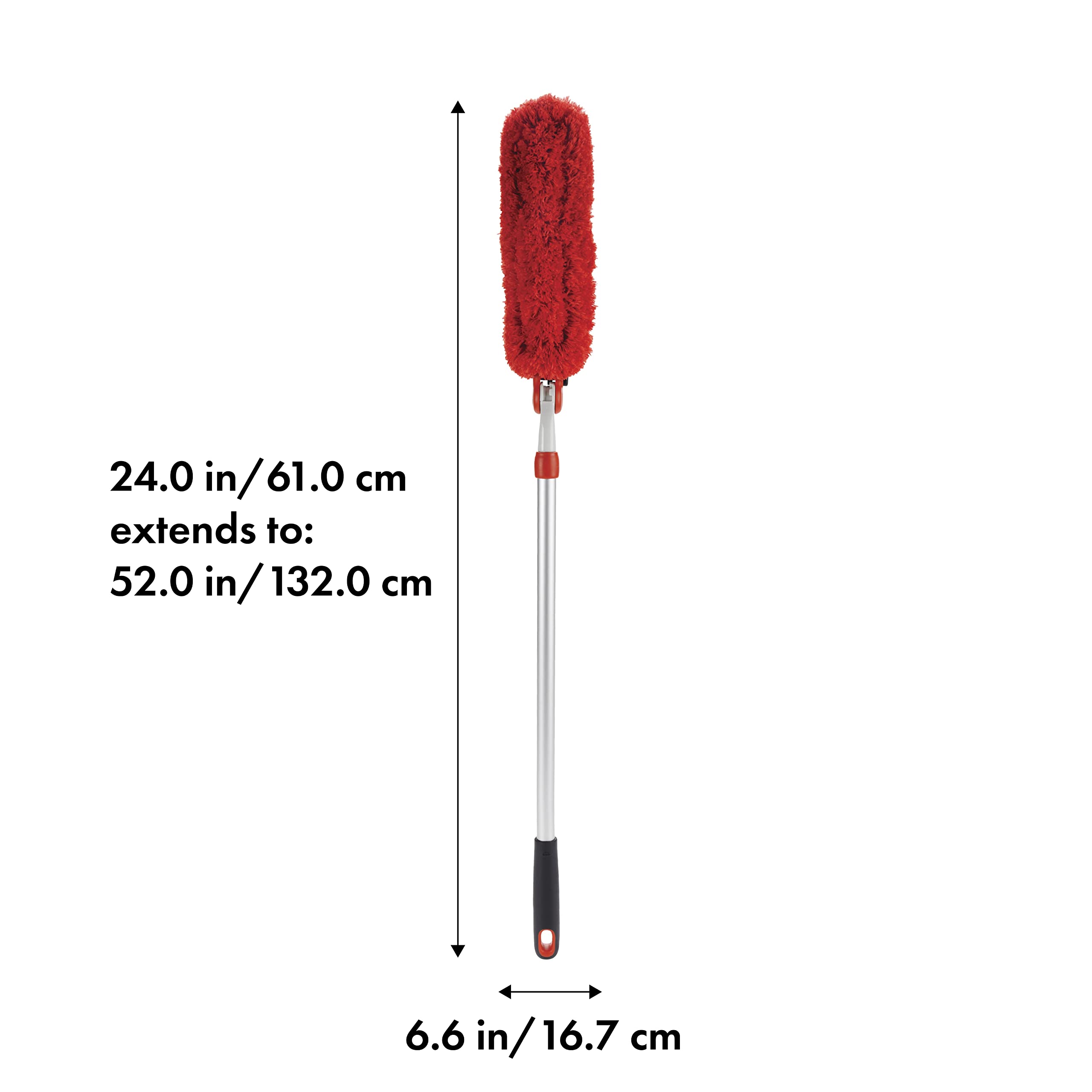 OXO Good Grips Extendable Microfibre Duster - Extends to 137 cm | 270° Rotating Head | Machine Washable 6